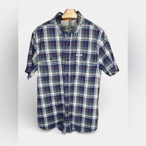 EUC Field & Stream men’s short sleeve button down shirt plaid size L gorpcore